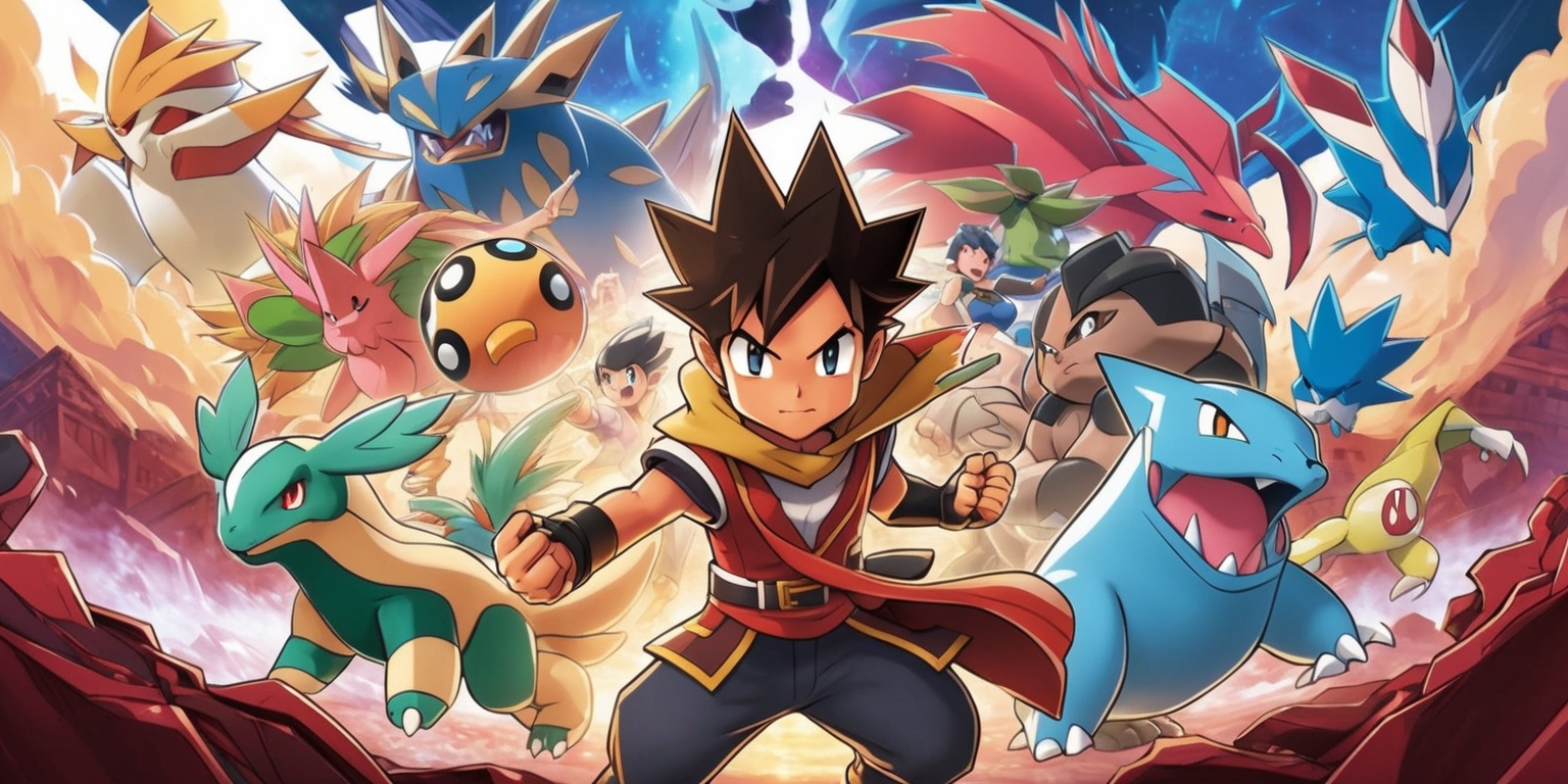 A vibrant and dynamic illustration of the Pokémon Legends: Z-A game, showcasing a dramatic scene with the game's protagonist standing heroically in the center, surrounded by a diverse group of Pokémon, including the legendary Zacian and Zamazenta, set against a stunning backdrop of the game's world, with a warm and inviting color palette, intricate details, and a sense of adventure and excitement, the protagonist's facial features are determined and courageous, with a mix of earthy tones and bold colors, the Pokémon are depicted in various dynamic poses, highlighting their unique attributes and characteristics, the style is reminiscent of a fantasy anime, with bold lines, textured elements, and a sense of depth and dimensionality.